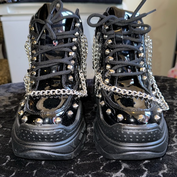 NEW platform Goth black studded and chained WTF by Anthony Wang Sneakers /boots. - Picture 3 of 9
